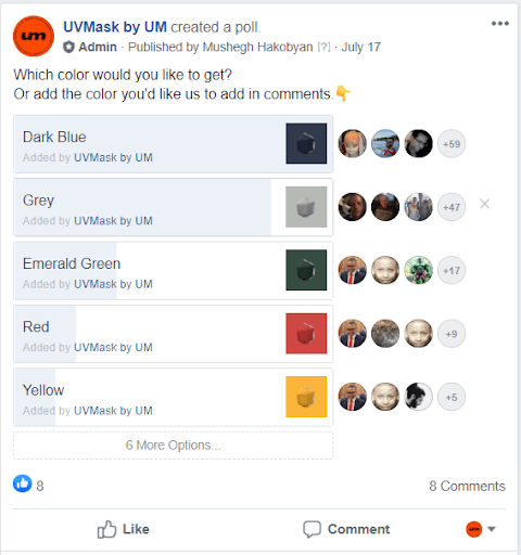 Facebook group marketing UV mask