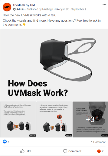Facebook group marketing UV mask
