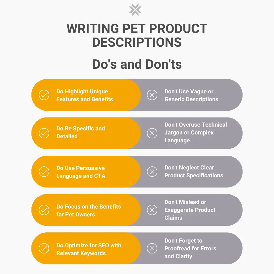 Pet Product Description Pros and Cons