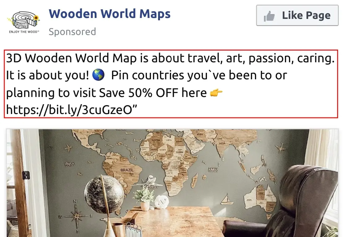 World Wood Map Ads