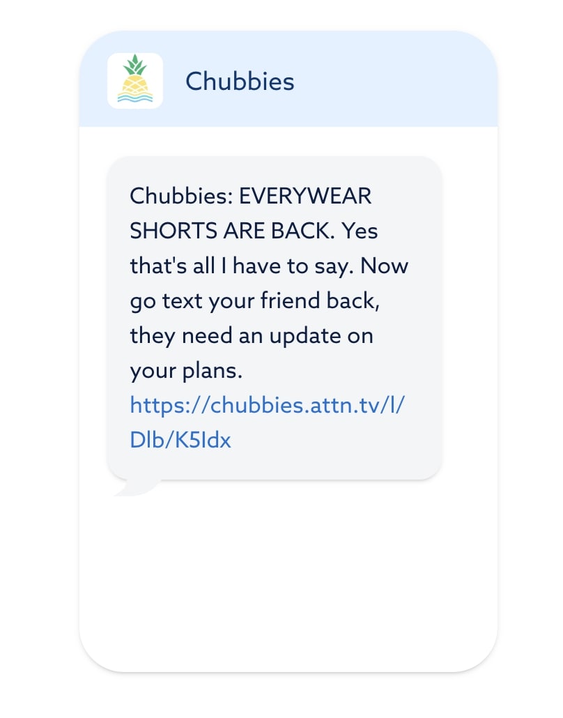 Chubbies sms marketing