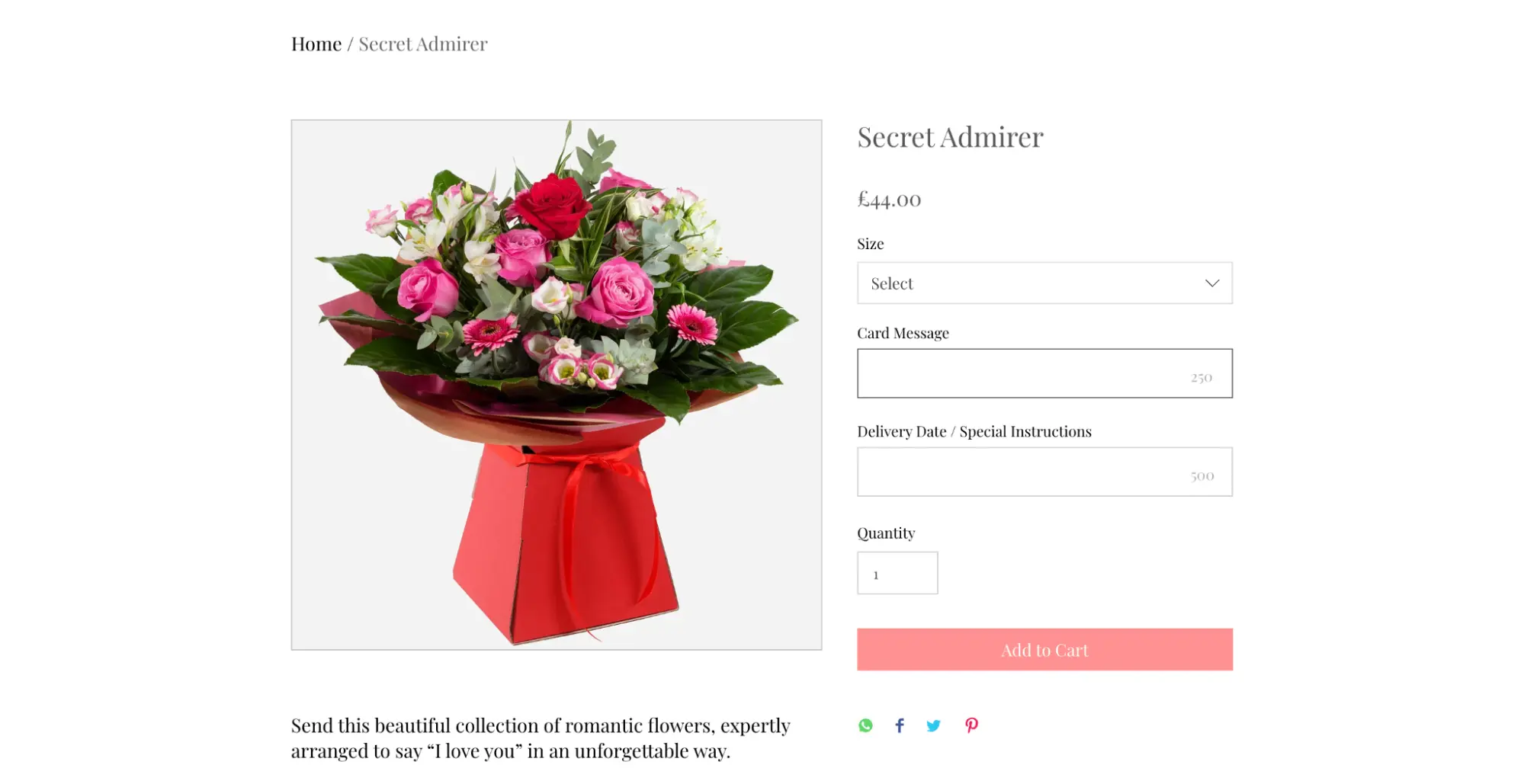 “Secret Admirer” Product Page