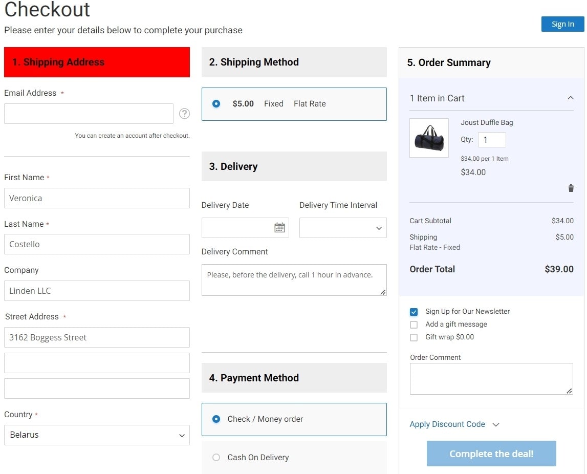 Modifications in Checkout